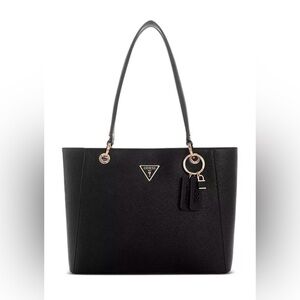 NWOT GUESS Black Noelle Medium Double Compartment Top Zip Tote